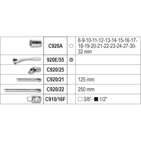 Big Sortiment mit Sechskant-Steckschlüsseln 1/2''